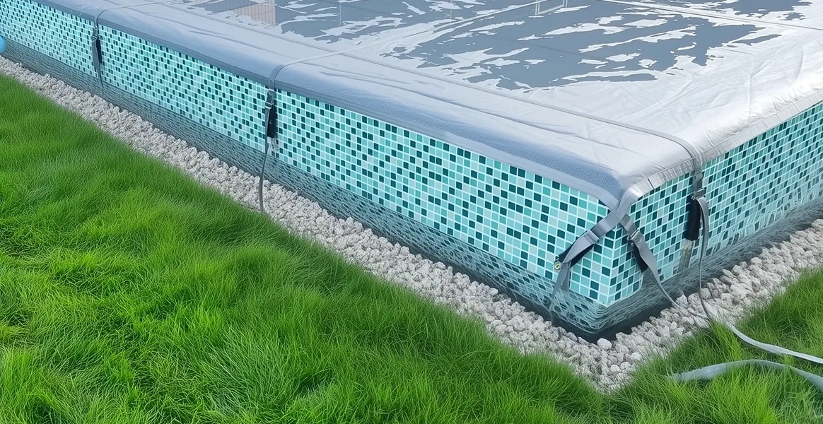 Покрывало для бассейна под снегом — защита зимой в Сосновом Боре